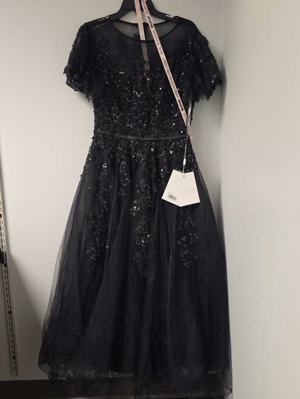 Mac Duggal Black Sequin & Tulle Formal Dress